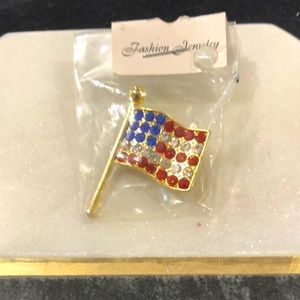 Rhinestone American flag pin